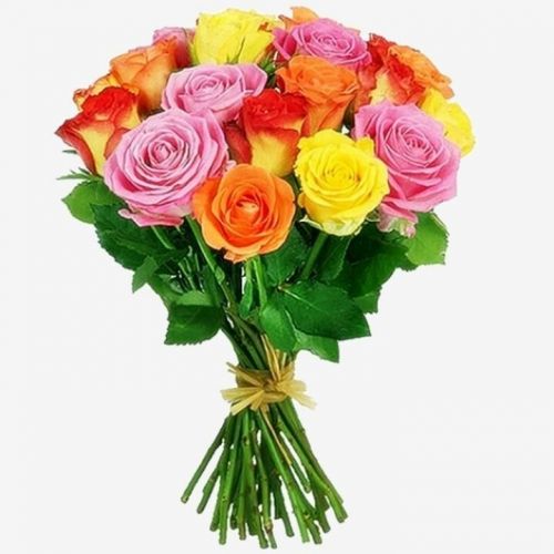 Купить 15 разноцветных роз с доставкой по Ржеву